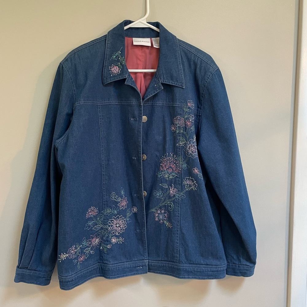 Alfred Dunner Embroidered Vintage Embroidered Jean Jacket Size 14
